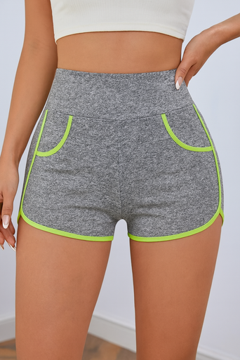 Women's Neon Trim High-Waist Athletic Shorts
