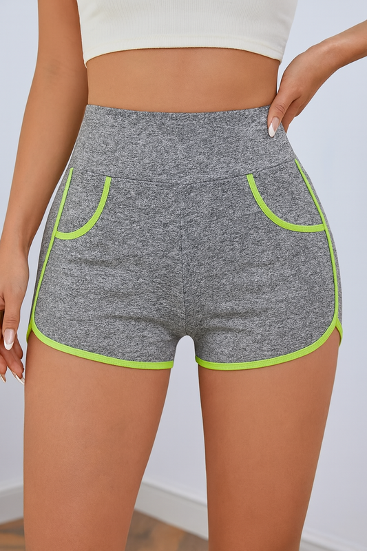 Women's Neon Trim High-Waist Athletic Shorts