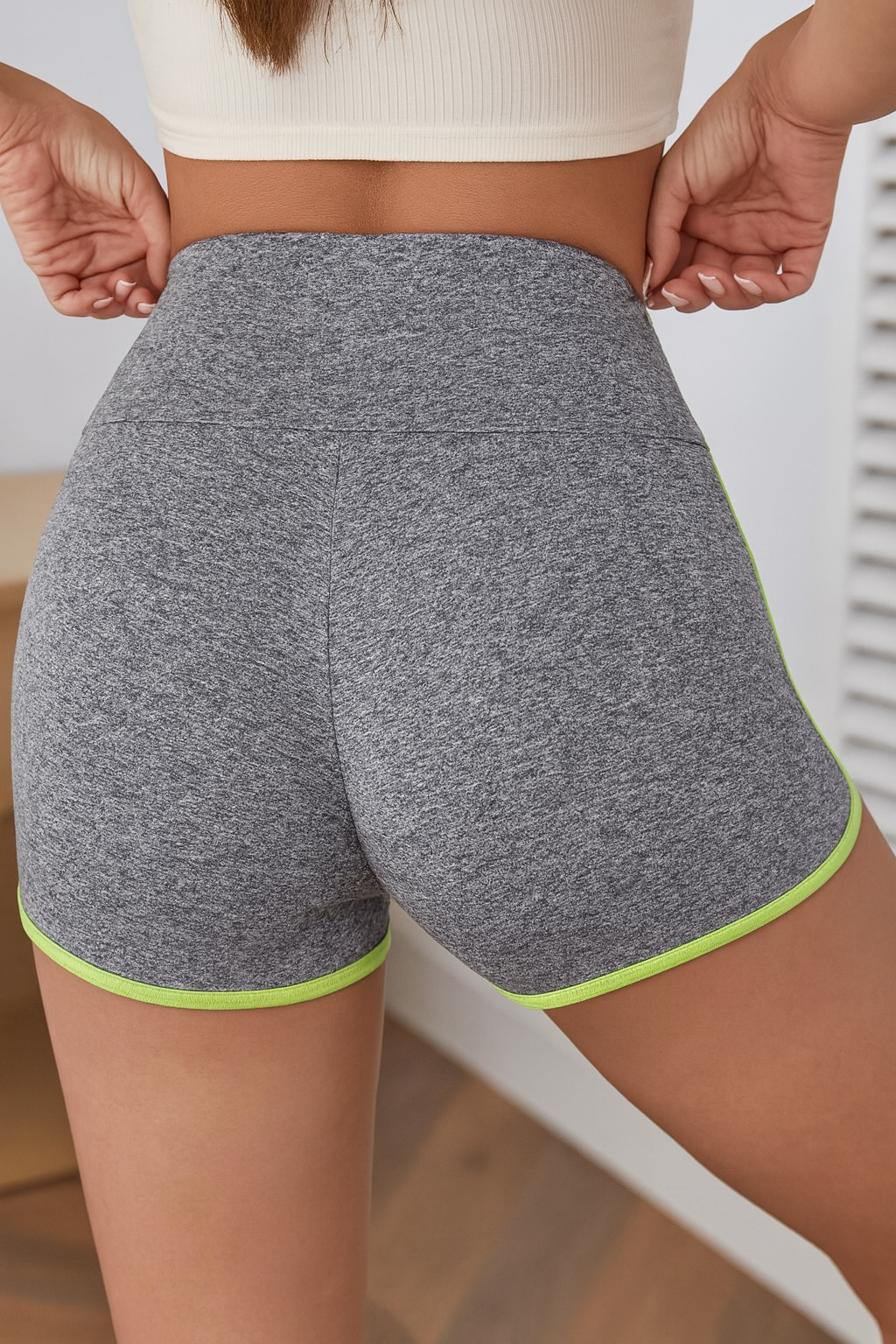 Women's Neon Trim High-Waist Athletic Shorts