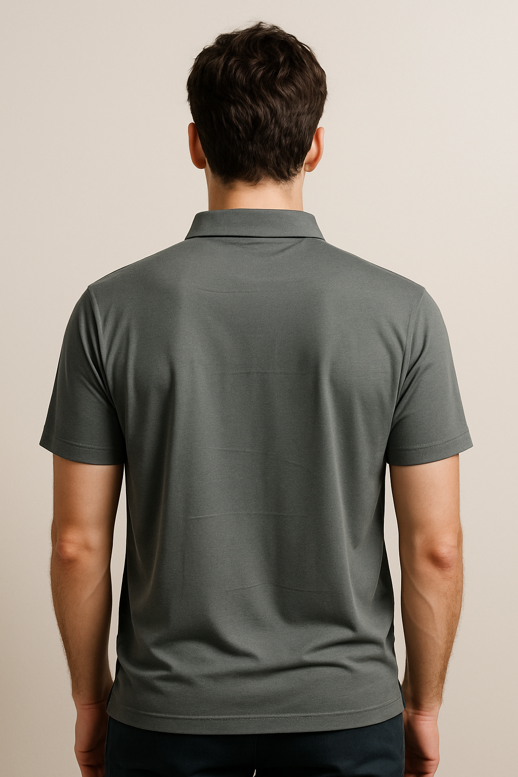 Charcoal Grey Embroidered Crest Short-Sleeve Polo Shirt