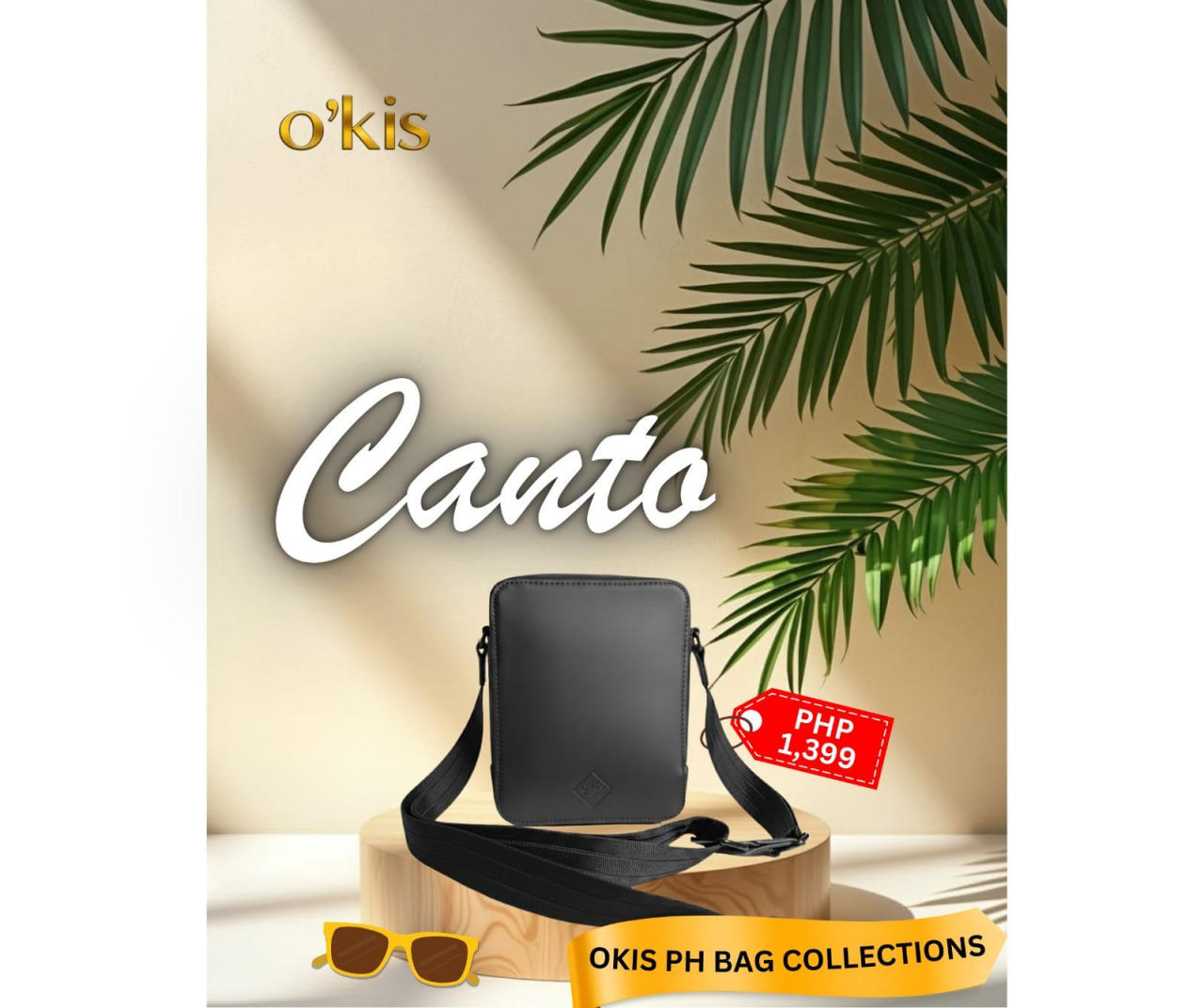 HESHE Okis Bags Collection Mini Locò Leather Crossbody Bag Black (OK30250508)