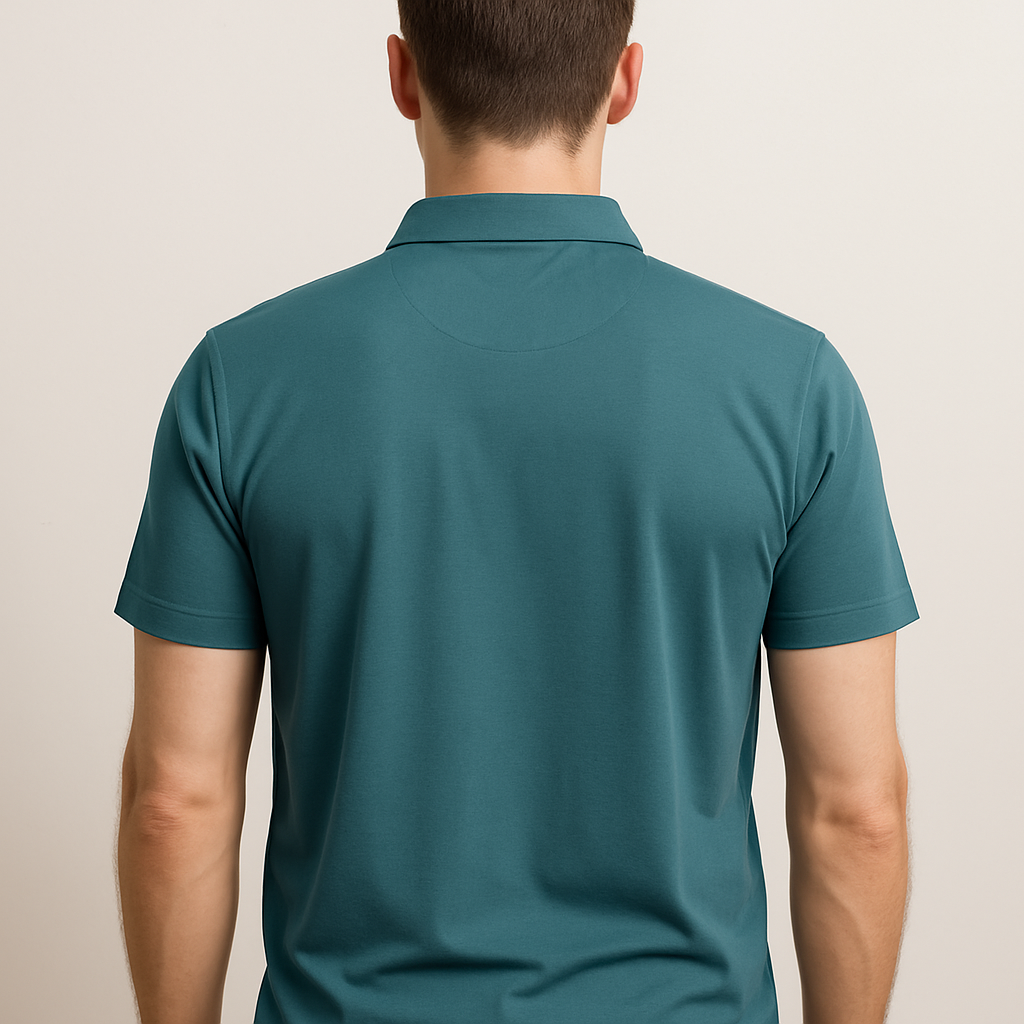 Teal Logo Patch Short-Sleeve Polo Shirt