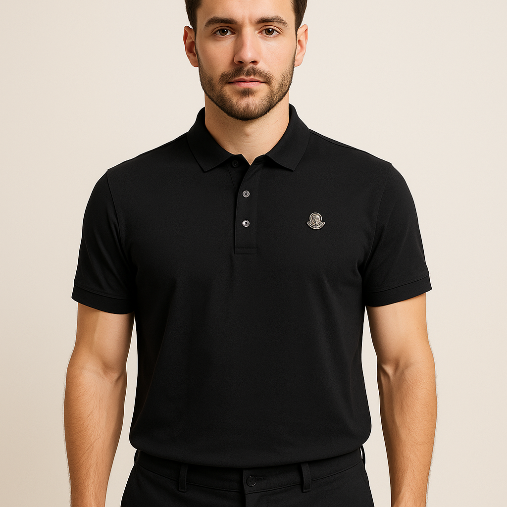 Black Classic Logo Short-Sleeve Polo Shirt